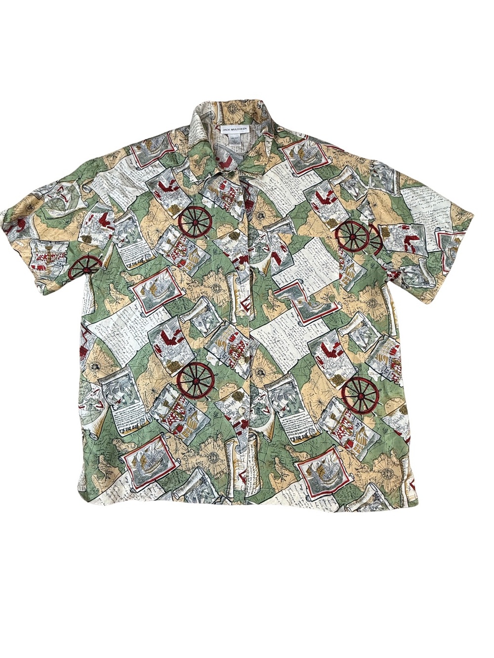Jack Mulqueen Vintage Women’s Sailing Nautical Silk Button Shirt L